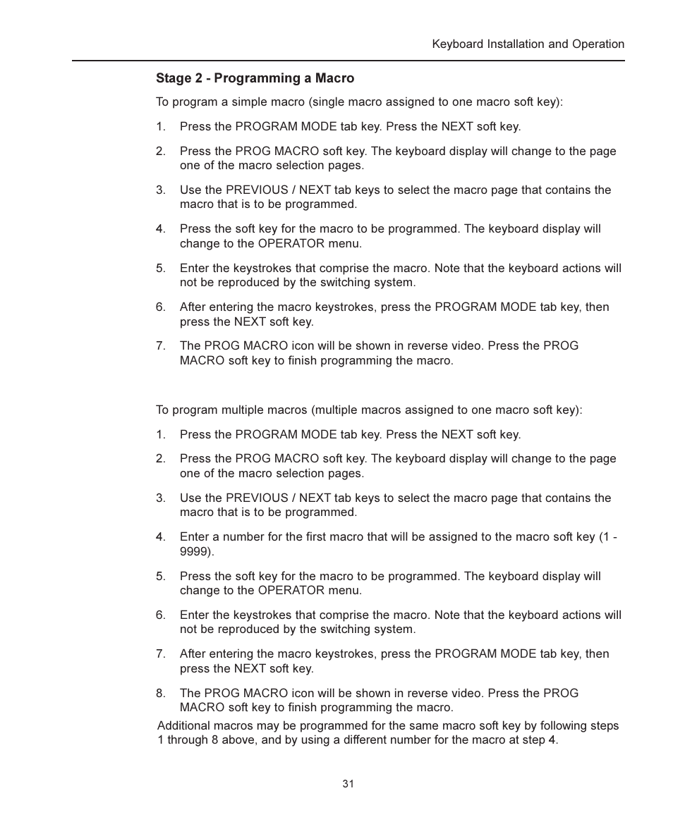 Stage 2 - programming a macro | American Dynamics ADCC1100 User Manual | Page 37 / 60