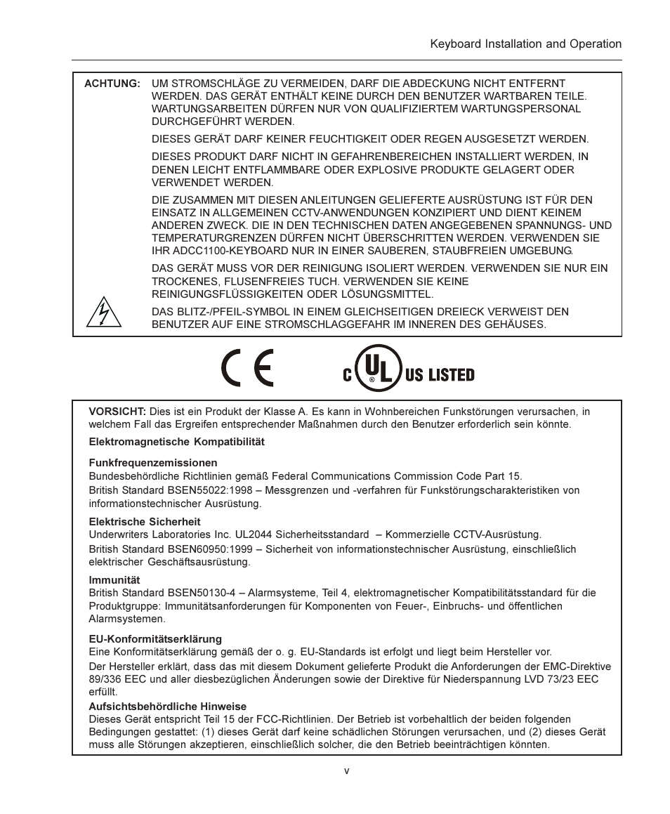 American Dynamics ADCC1100 User Manual | Page 5 / 60