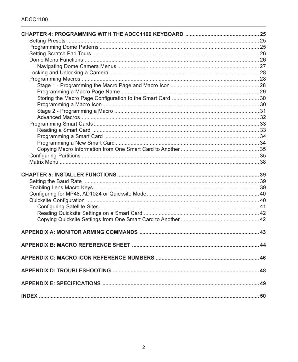 American Dynamics ADCC1100 User Manual | Page 8 / 60