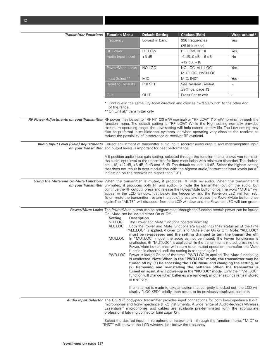 Audio-Technica ATW-1811 User Manual | Page 12 / 16