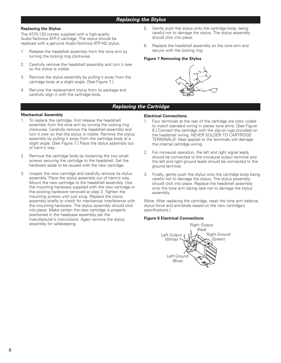 Audio-Technica AT-PL120 User Manual | Page 8 / 11