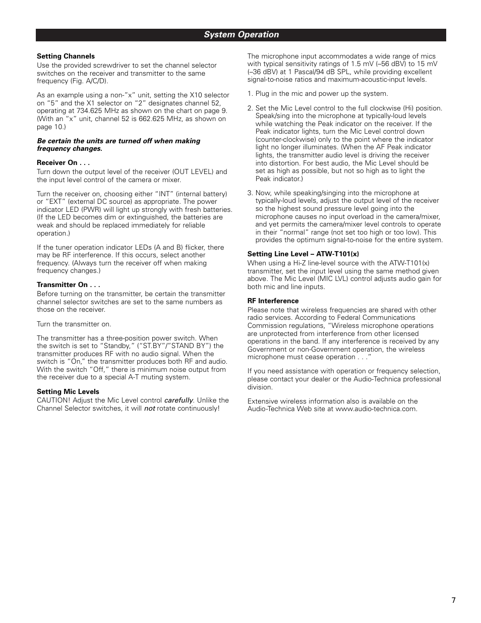 Audio-Technica ATW-U102 User Manual | Page 7 / 12