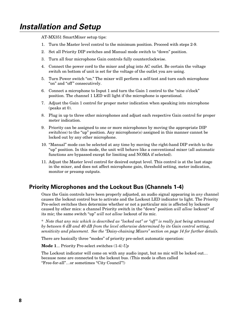 Installation and setup | Audio-Technica SMARTMIXER AT-MX351 User Manual | Page 7 / 15
