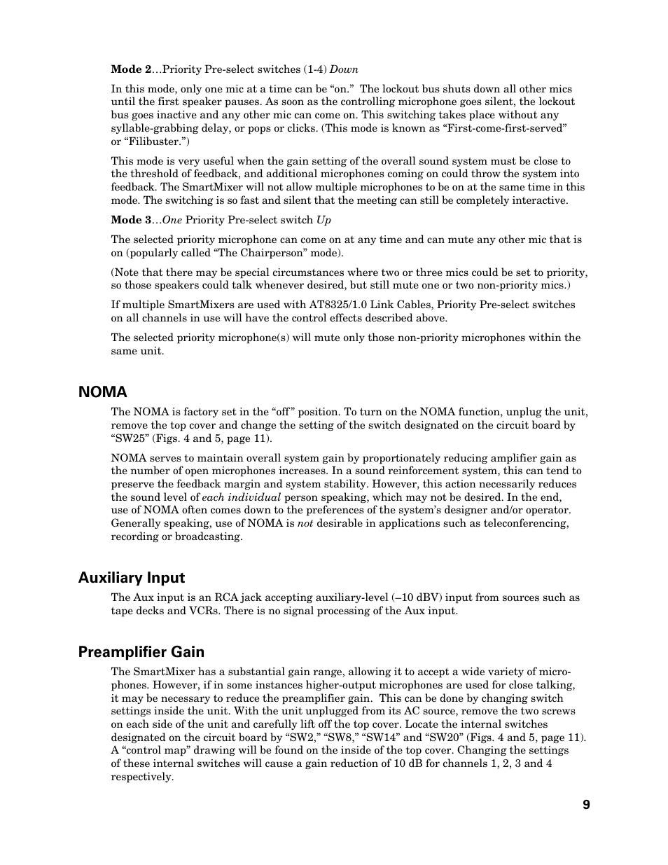 Noma, Auxiliary input, Preamplifier gain | Audio-Technica SMARTMIXER AT-MX351 User Manual | Page 8 / 15