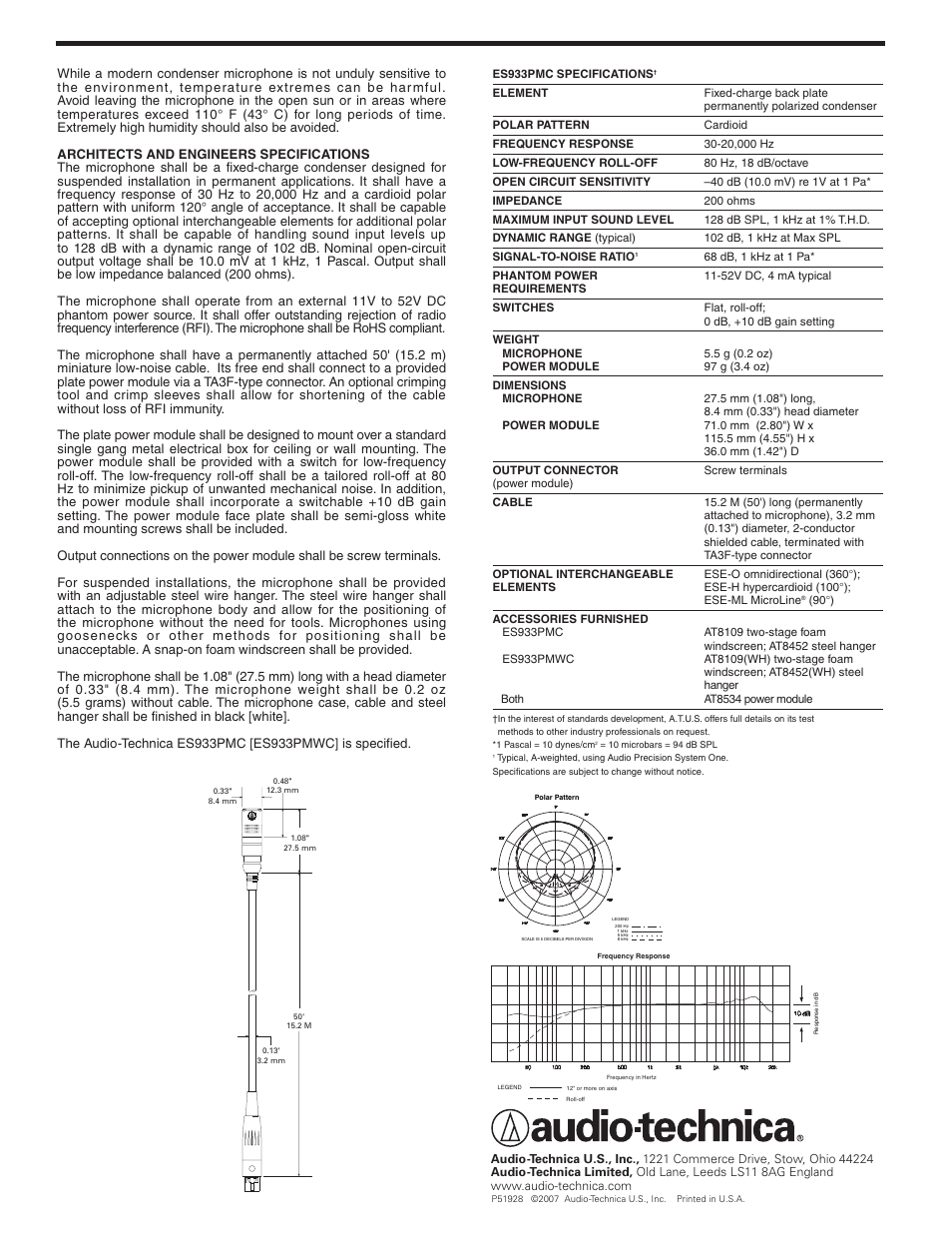 Audio-Technica ES933PMC User Manual | Page 2 / 2