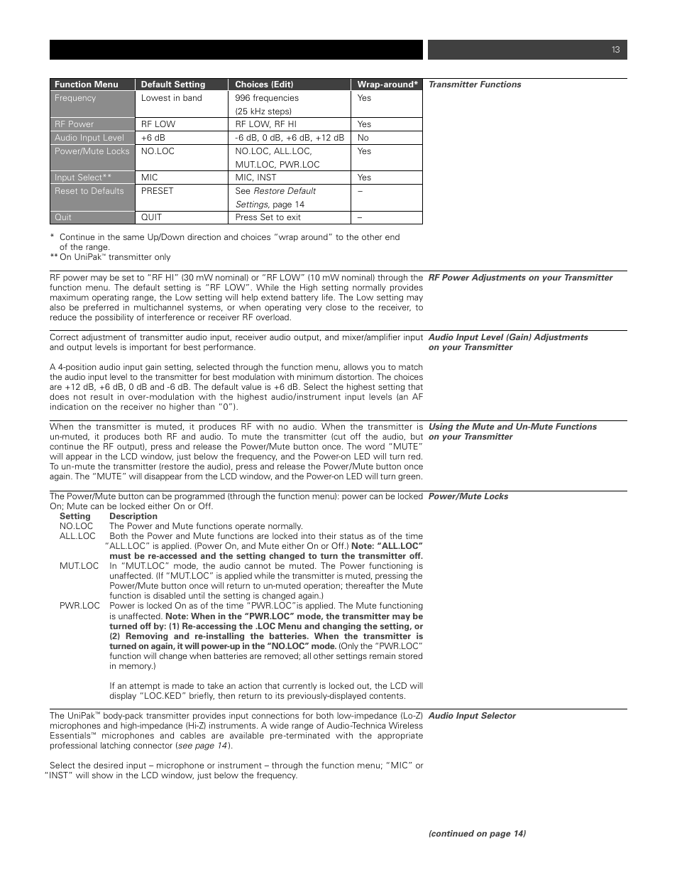 Audio-Technica ATW- 1821 User Manual | Page 13 / 16