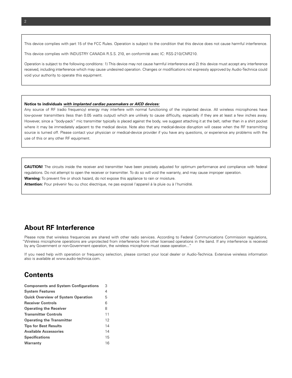 Audio-Technica ATW- 1821 User Manual | Page 2 / 16