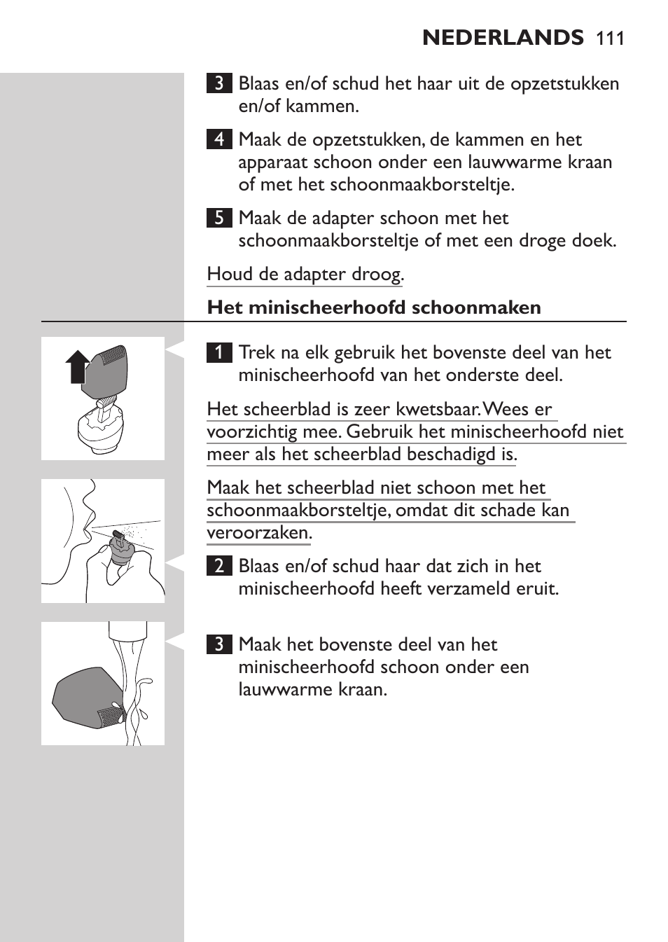 Philips MULTIGROOM Series 5000 Wasserdichtes Multitrim-Set GESICHT HAAR User Manual | Page 111 / 210