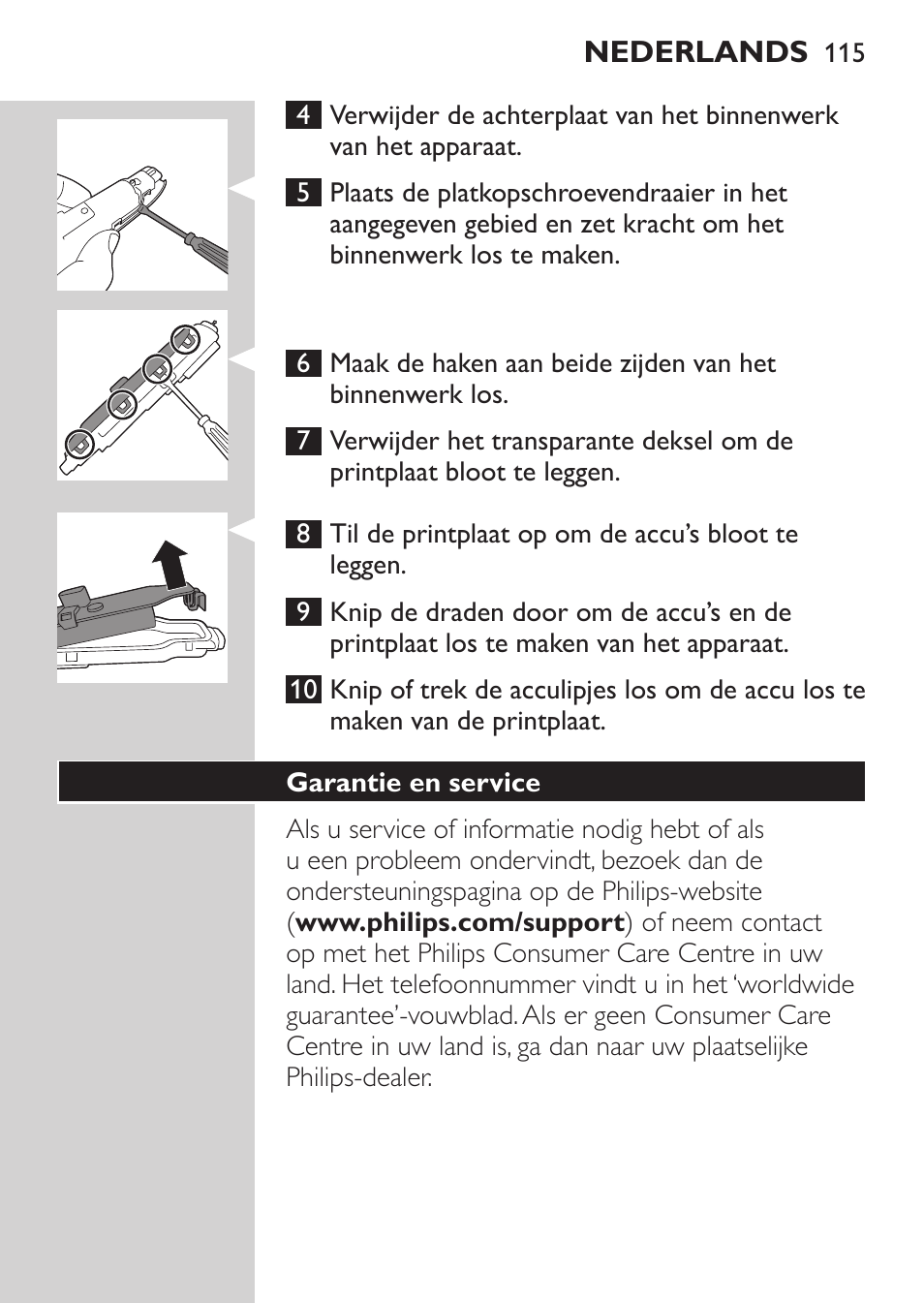 Philips MULTIGROOM Series 5000 Wasserdichtes Multitrim-Set GESICHT HAAR User Manual | Page 115 / 210