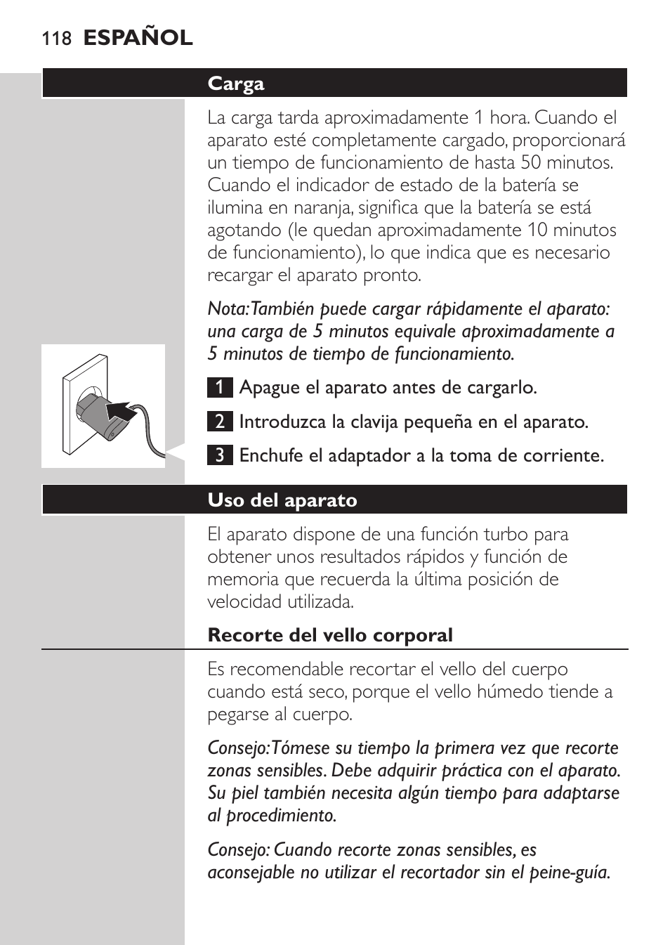 Philips MULTIGROOM Series 5000 Wasserdichtes Multitrim-Set GESICHT HAAR User Manual | Page 118 / 210