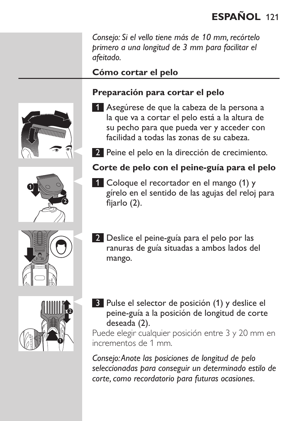 Philips MULTIGROOM Series 5000 Wasserdichtes Multitrim-Set GESICHT HAAR User Manual | Page 121 / 210