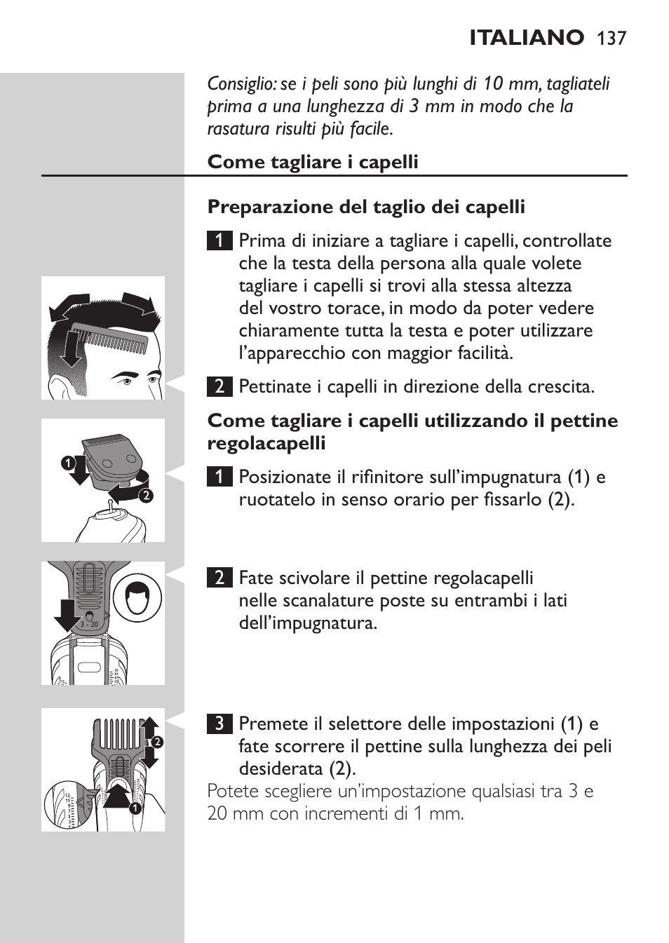 Philips MULTIGROOM Series 5000 Wasserdichtes Multitrim-Set GESICHT HAAR User Manual | Page 137 / 210