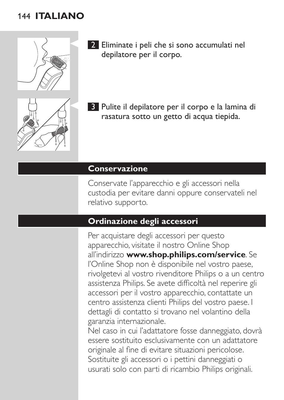 Philips MULTIGROOM Series 5000 Wasserdichtes Multitrim-Set GESICHT HAAR User Manual | Page 144 / 210