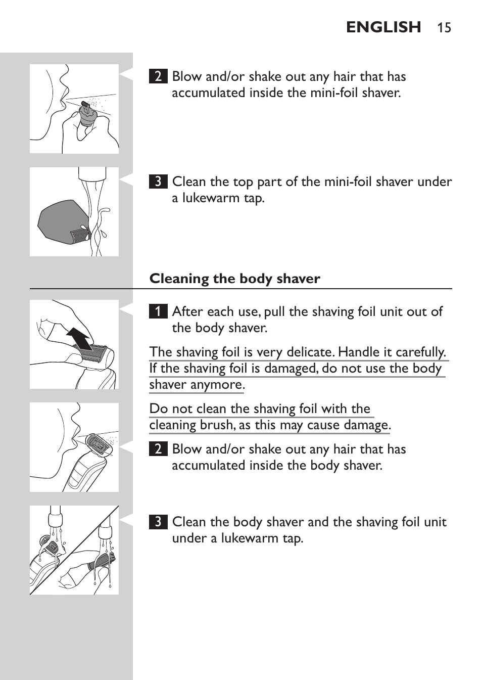 Philips MULTIGROOM Series 5000 Wasserdichtes Multitrim-Set GESICHT HAAR User Manual | Page 15 / 210
