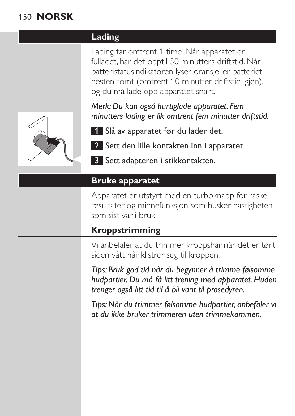 Philips MULTIGROOM Series 5000 Wasserdichtes Multitrim-Set GESICHT HAAR User Manual | Page 150 / 210