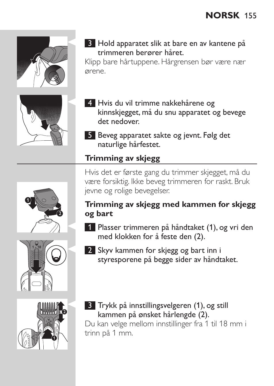 Philips MULTIGROOM Series 5000 Wasserdichtes Multitrim-Set GESICHT HAAR User Manual | Page 155 / 210