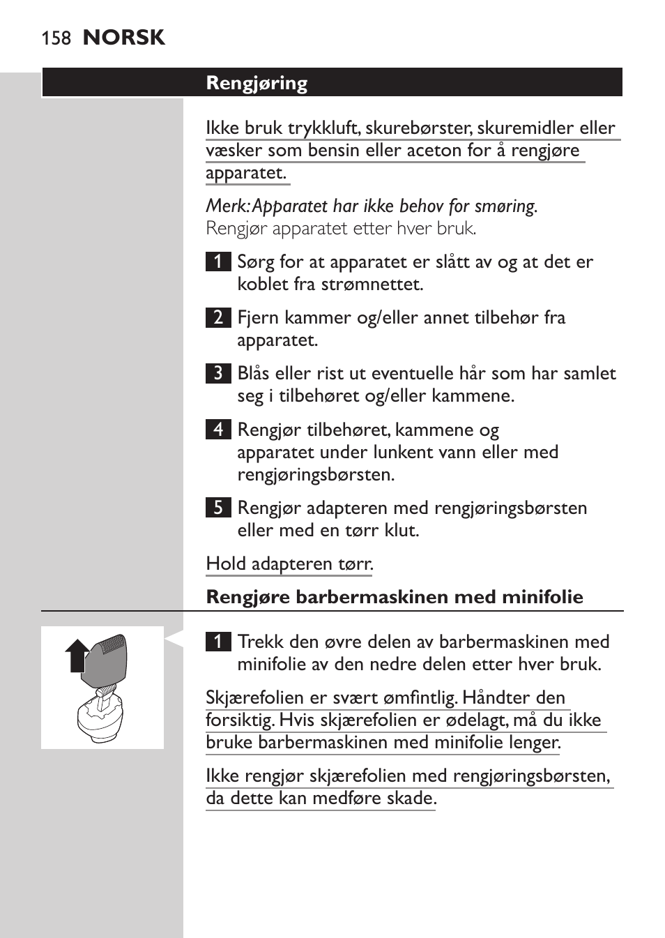 Philips MULTIGROOM Series 5000 Wasserdichtes Multitrim-Set GESICHT HAAR User Manual | Page 158 / 210