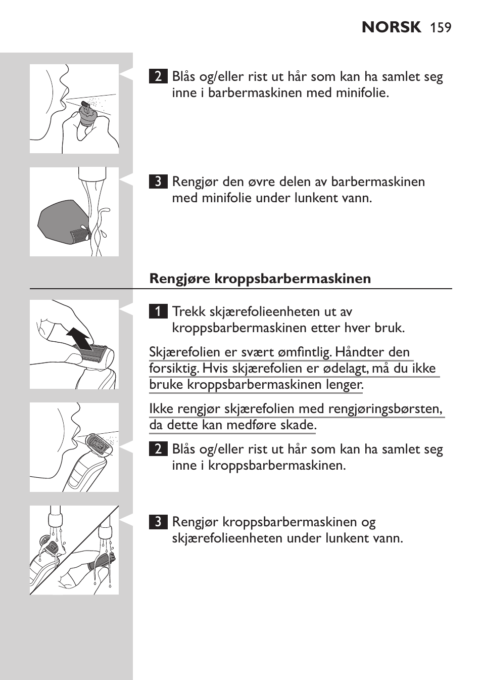 Philips MULTIGROOM Series 5000 Wasserdichtes Multitrim-Set GESICHT HAAR User Manual | Page 159 / 210