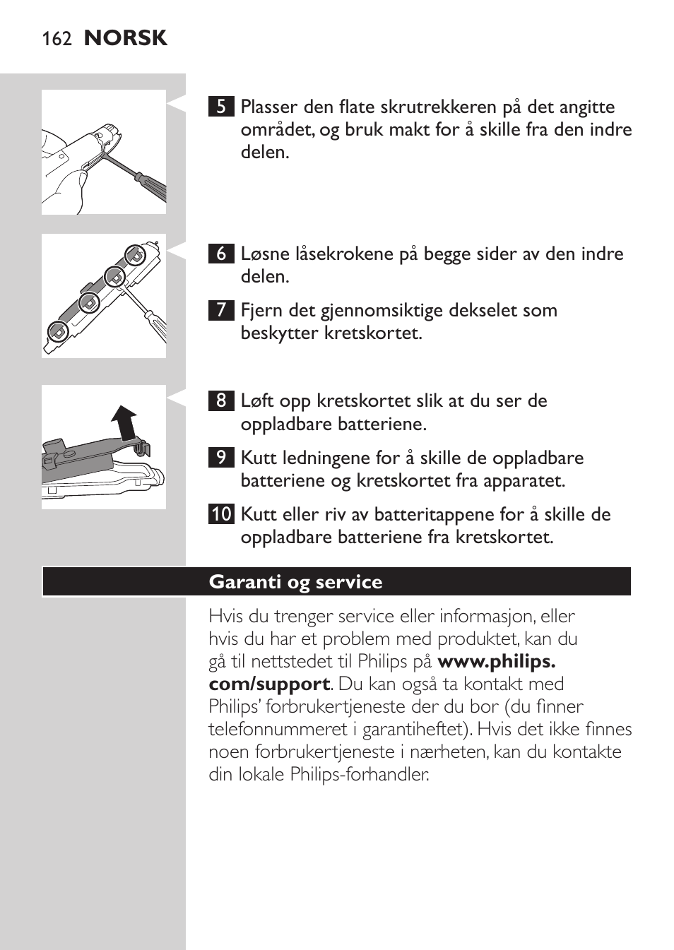 Philips MULTIGROOM Series 5000 Wasserdichtes Multitrim-Set GESICHT HAAR User Manual | Page 162 / 210