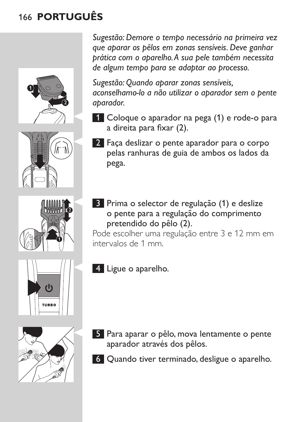 Philips MULTIGROOM Series 5000 Wasserdichtes Multitrim-Set GESICHT HAAR User Manual | Page 166 / 210