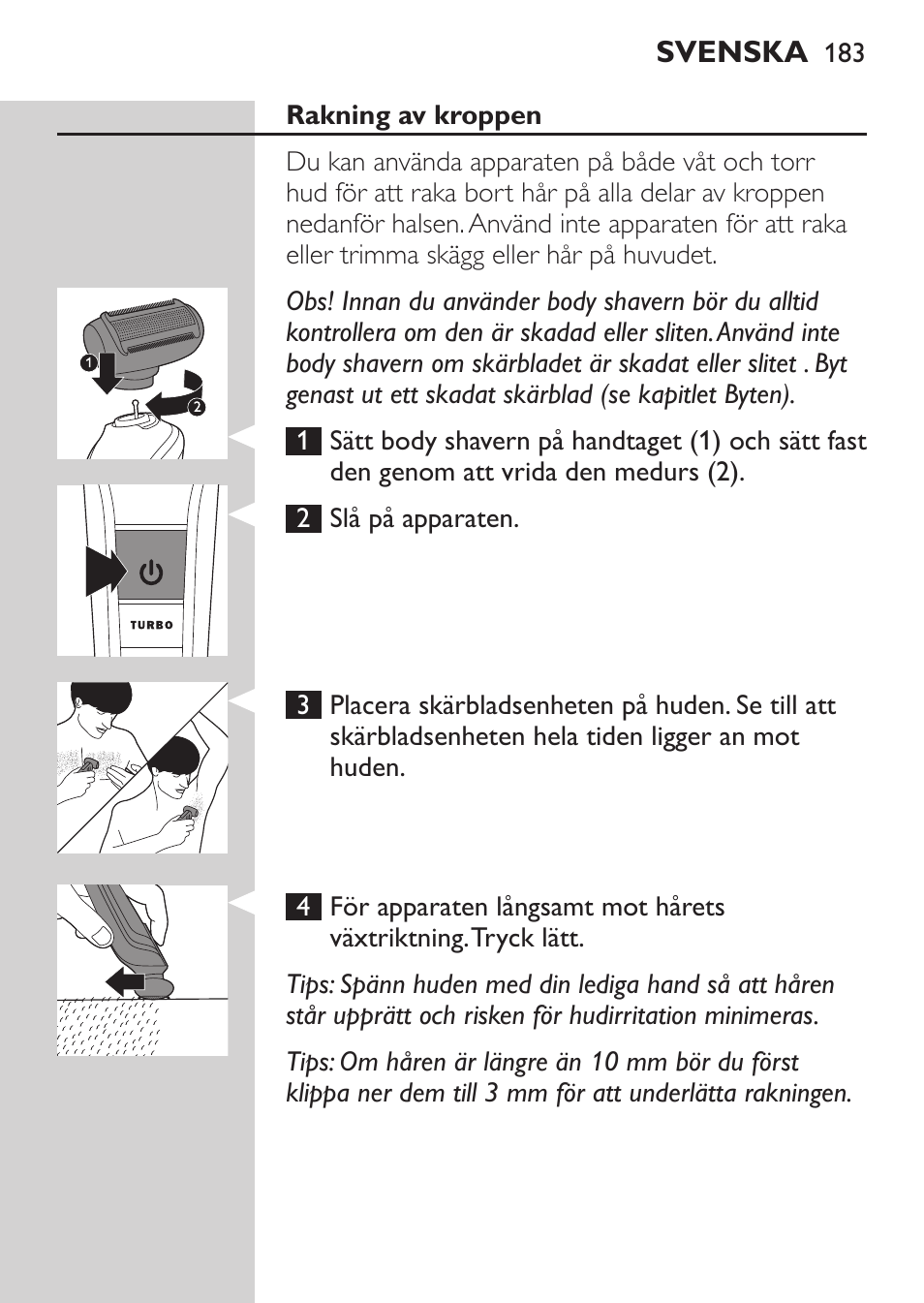 Philips MULTIGROOM Series 5000 Wasserdichtes Multitrim-Set GESICHT HAAR User Manual | Page 183 / 210