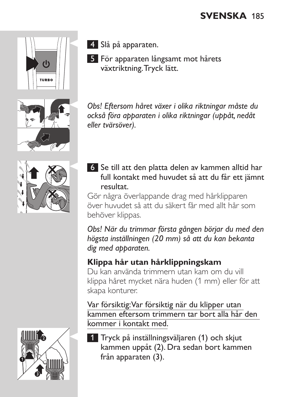 Philips MULTIGROOM Series 5000 Wasserdichtes Multitrim-Set GESICHT HAAR User Manual | Page 185 / 210