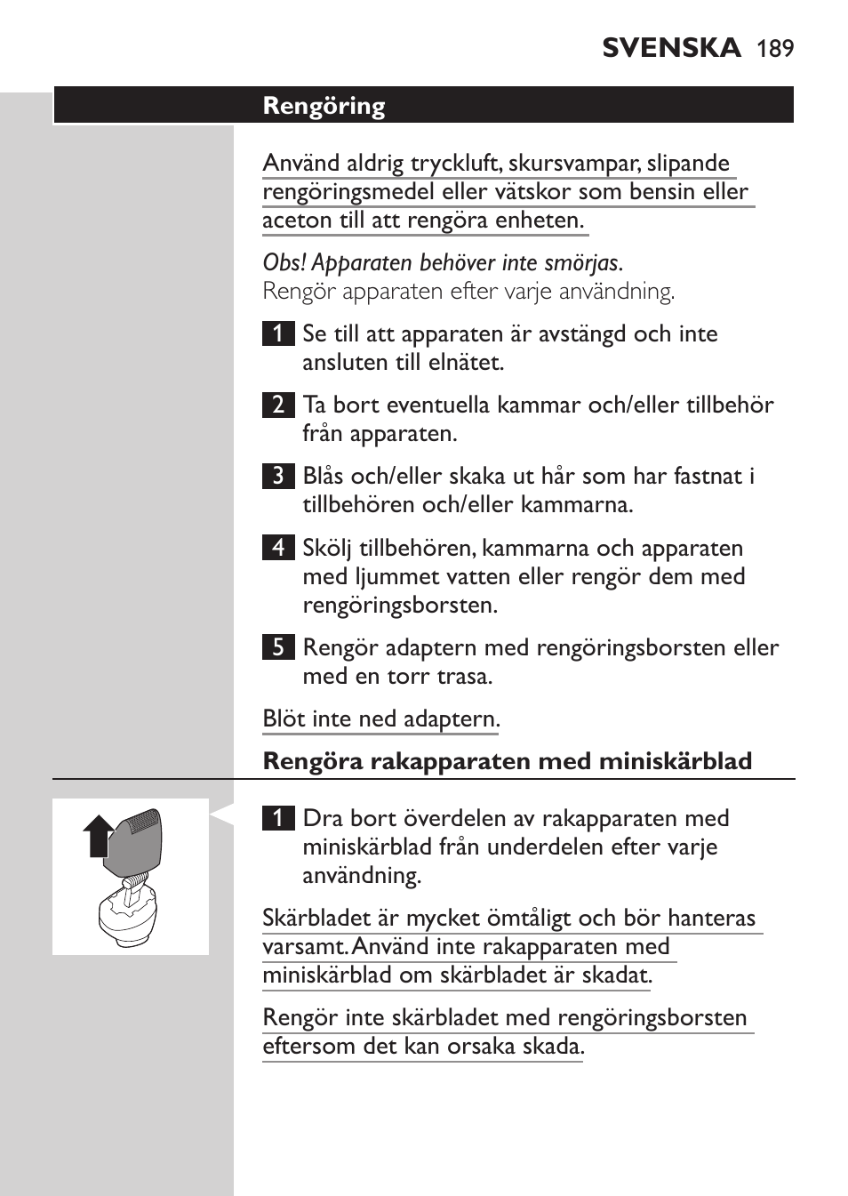 Philips MULTIGROOM Series 5000 Wasserdichtes Multitrim-Set GESICHT HAAR User Manual | Page 189 / 210