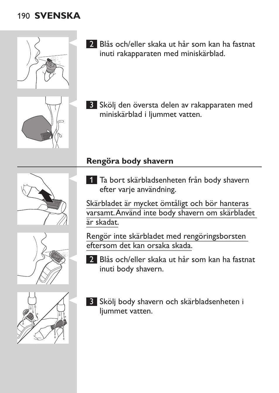 Philips MULTIGROOM Series 5000 Wasserdichtes Multitrim-Set GESICHT HAAR User Manual | Page 190 / 210