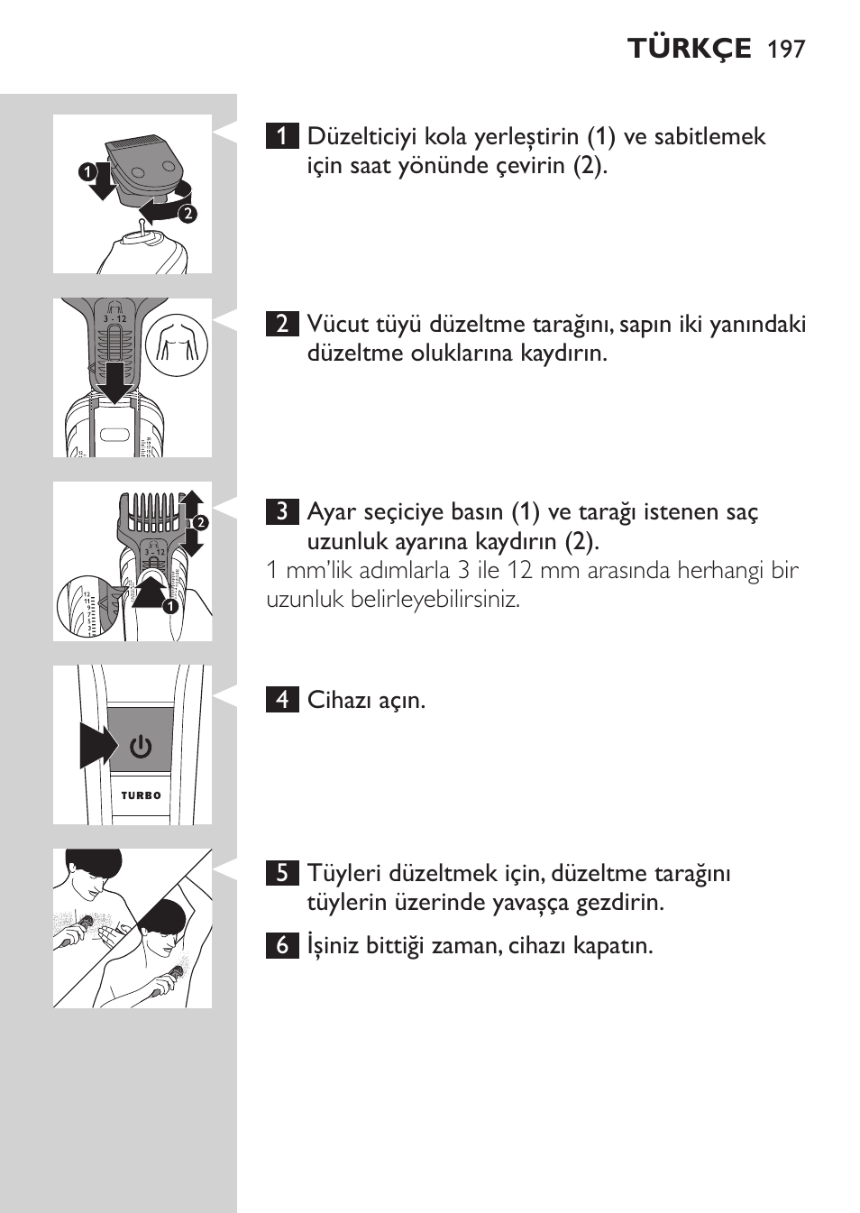 Philips MULTIGROOM Series 5000 Wasserdichtes Multitrim-Set GESICHT HAAR User Manual | Page 197 / 210