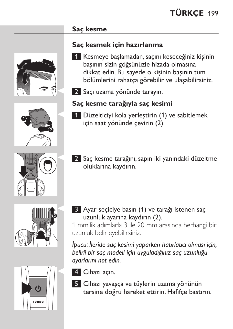 Philips MULTIGROOM Series 5000 Wasserdichtes Multitrim-Set GESICHT HAAR User Manual | Page 199 / 210