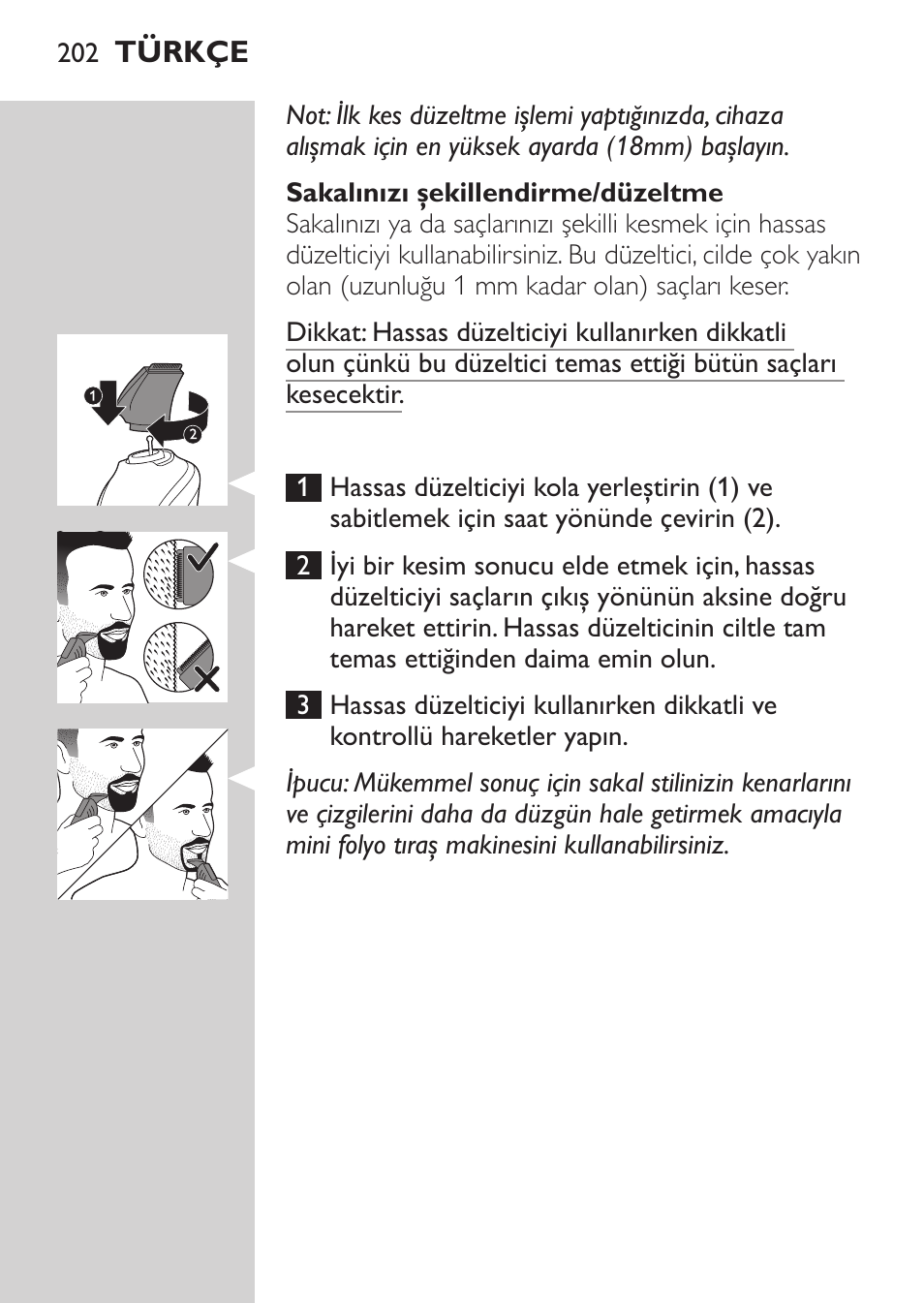 Philips MULTIGROOM Series 5000 Wasserdichtes Multitrim-Set GESICHT HAAR User Manual | Page 202 / 210