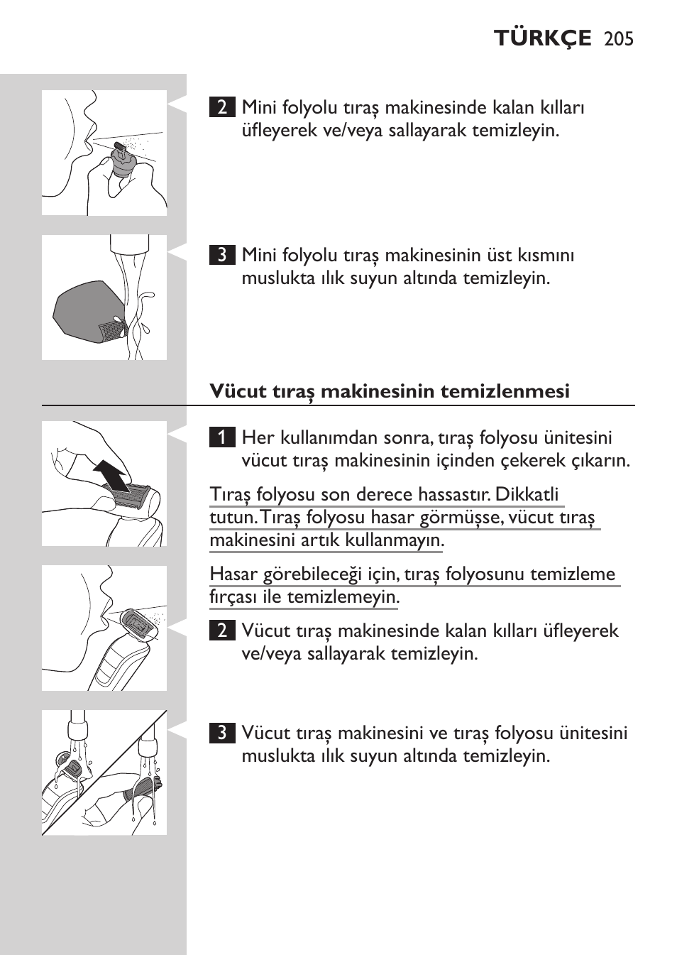 Philips MULTIGROOM Series 5000 Wasserdichtes Multitrim-Set GESICHT HAAR User Manual | Page 205 / 210