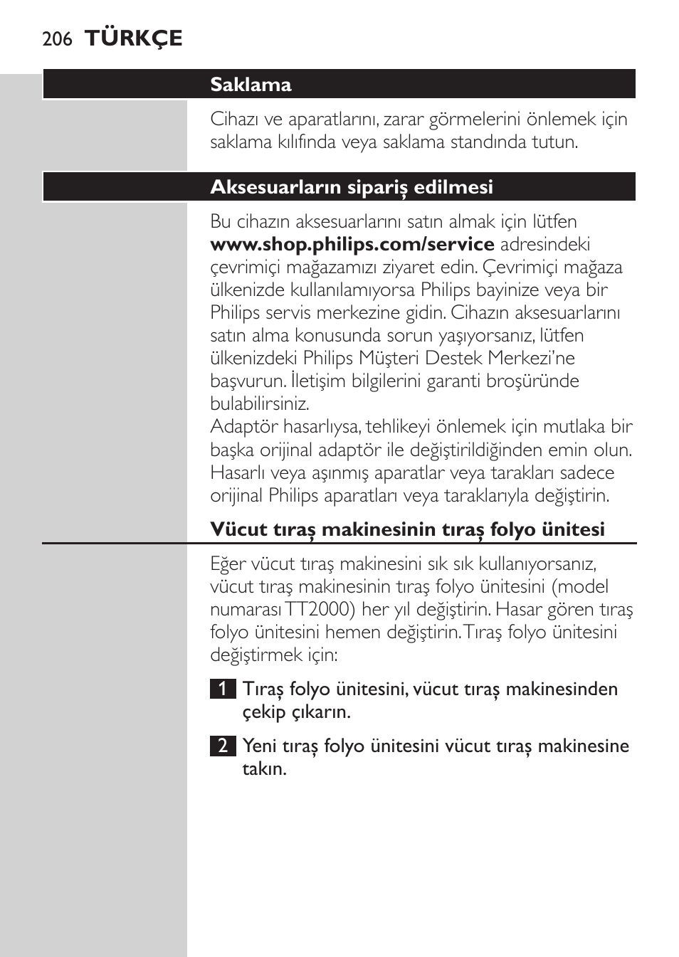 Philips MULTIGROOM Series 5000 Wasserdichtes Multitrim-Set GESICHT HAAR User Manual | Page 206 / 210