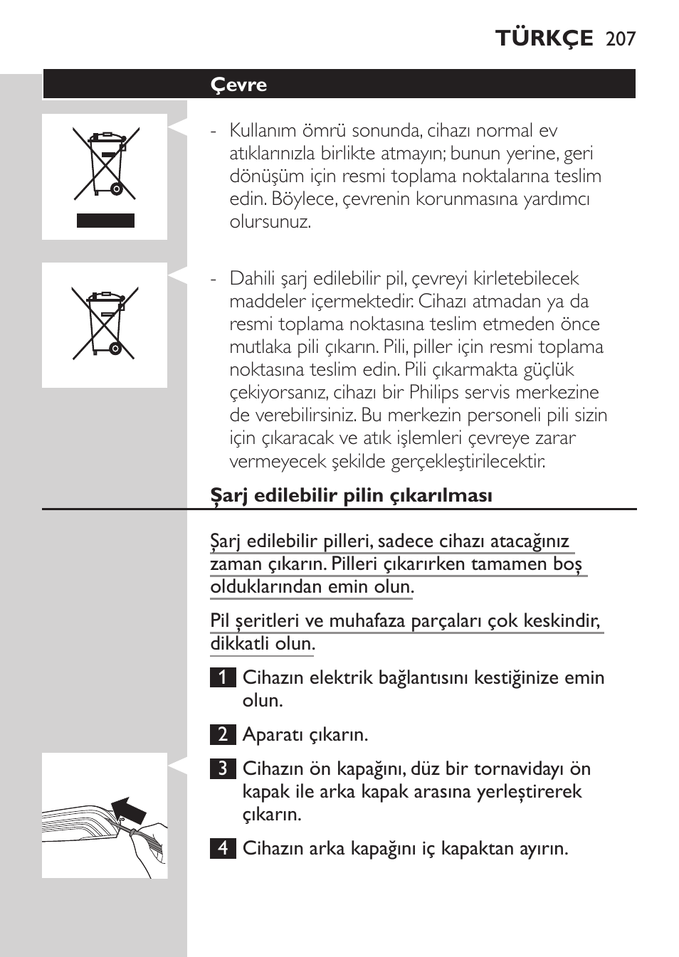 Philips MULTIGROOM Series 5000 Wasserdichtes Multitrim-Set GESICHT HAAR User Manual | Page 207 / 210