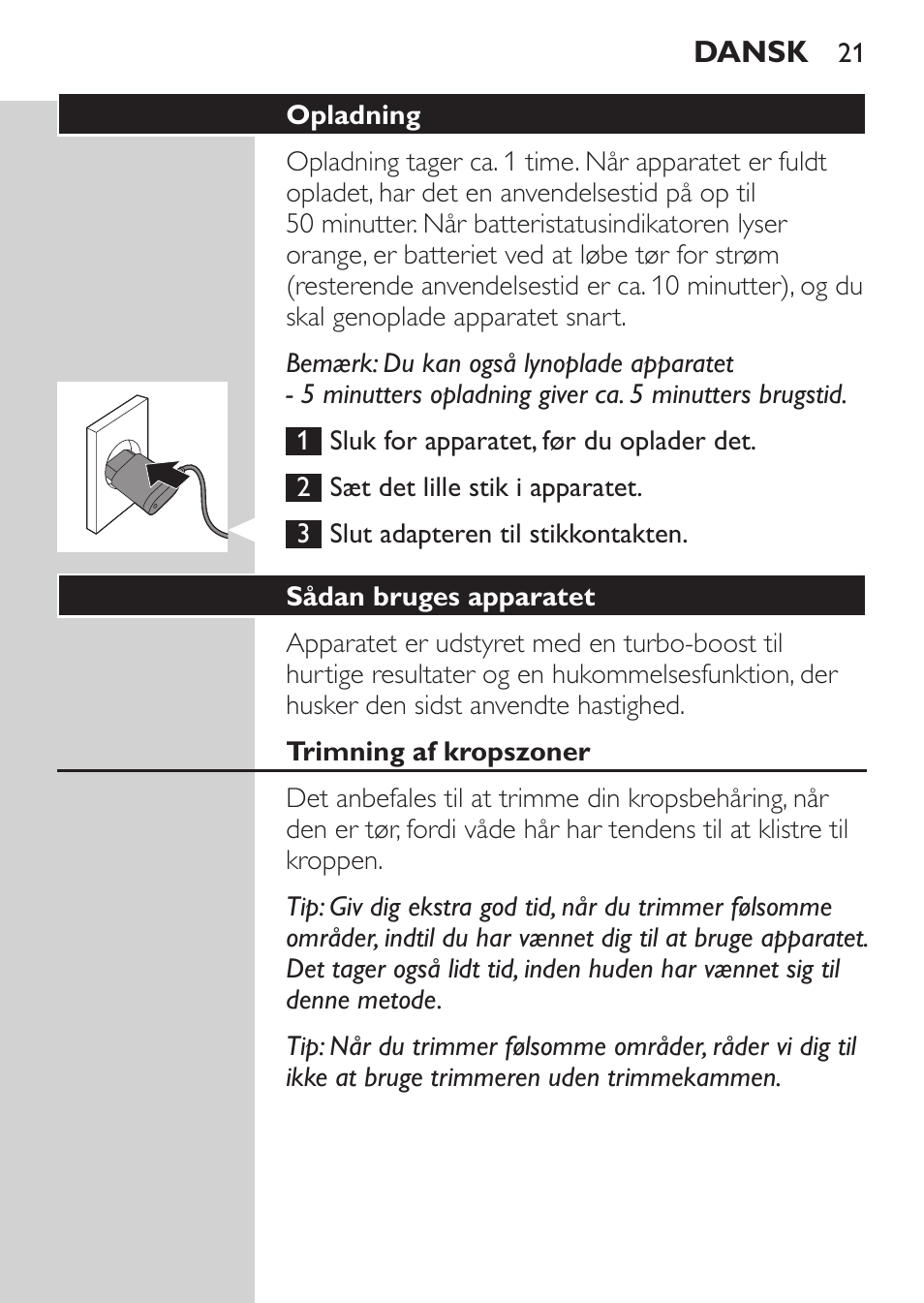 Philips MULTIGROOM Series 5000 Wasserdichtes Multitrim-Set GESICHT HAAR User Manual | Page 21 / 210