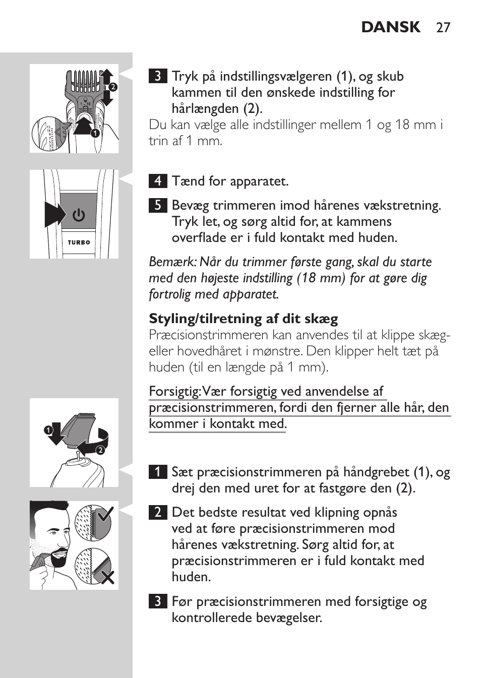 Philips MULTIGROOM Series 5000 Wasserdichtes Multitrim-Set GESICHT HAAR User Manual | Page 27 / 210