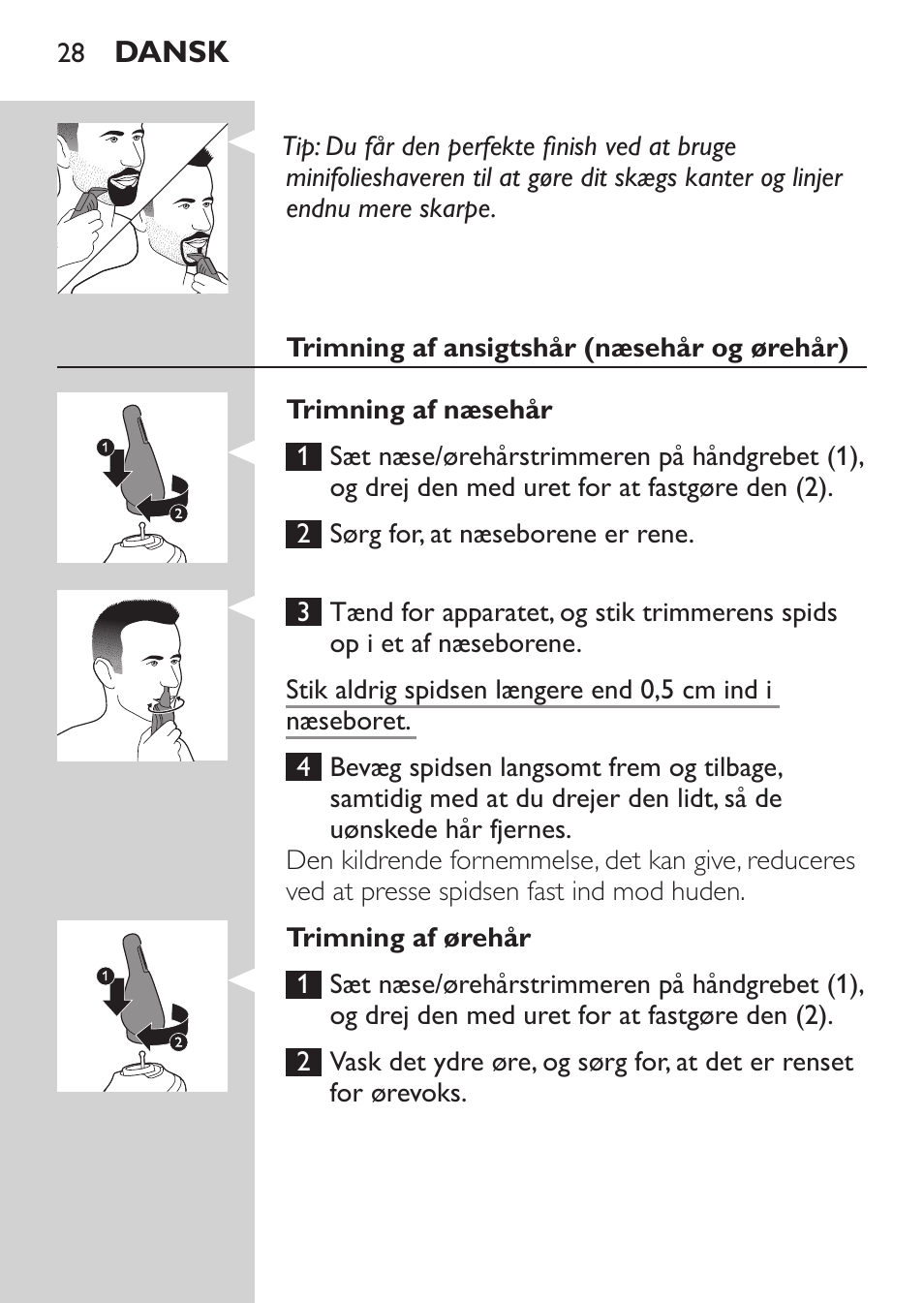 Philips MULTIGROOM Series 5000 Wasserdichtes Multitrim-Set GESICHT HAAR User Manual | Page 28 / 210