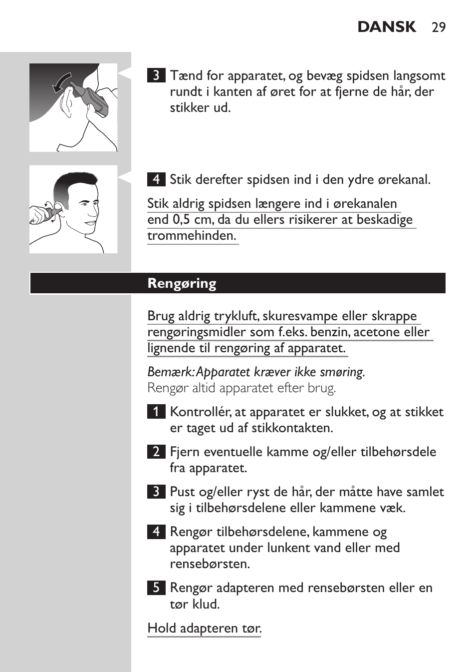 Philips MULTIGROOM Series 5000 Wasserdichtes Multitrim-Set GESICHT HAAR User Manual | Page 29 / 210