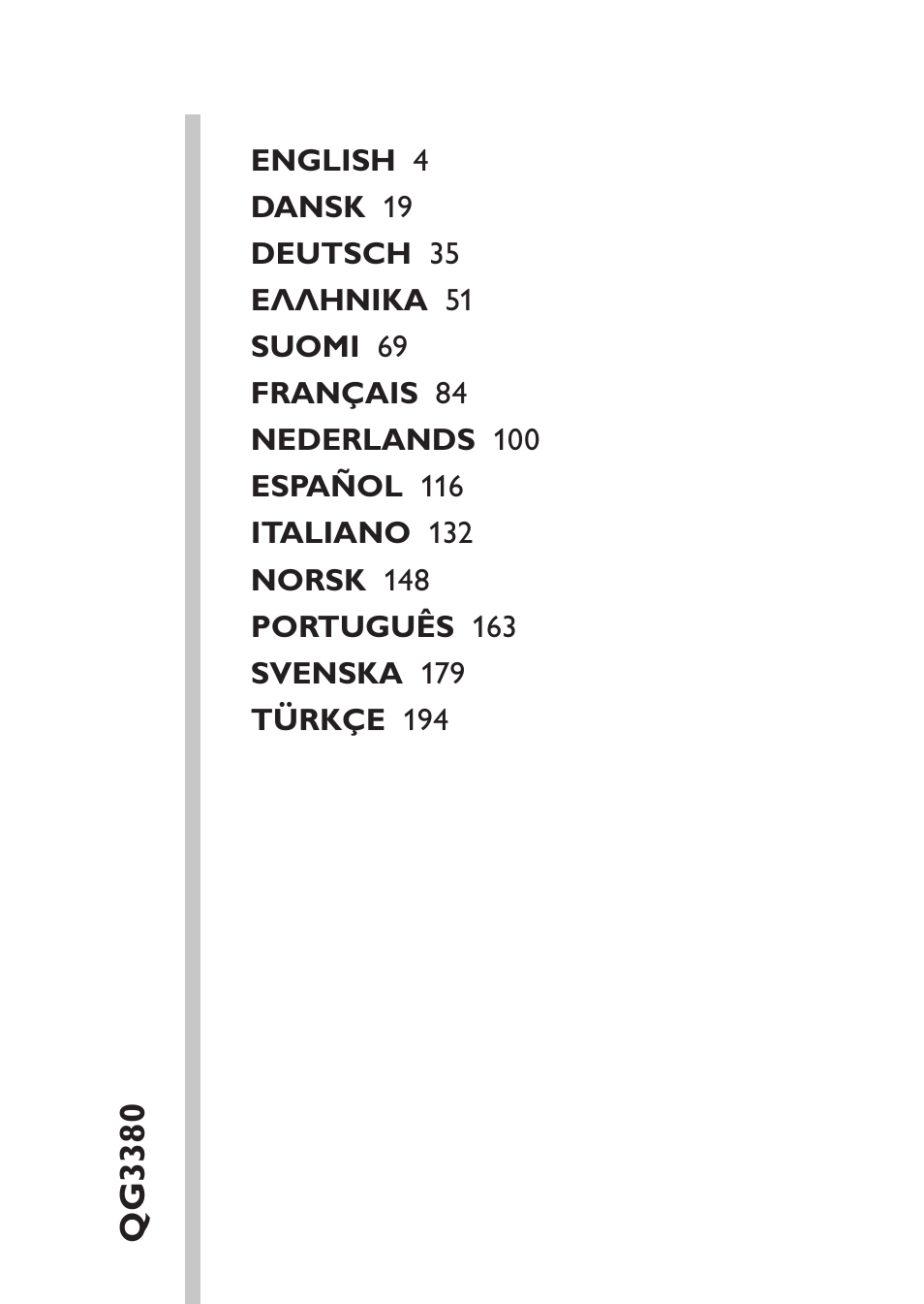 Table of content | Philips MULTIGROOM Series 5000 Wasserdichtes Multitrim-Set GESICHT HAAR User Manual | Page 3 / 210
