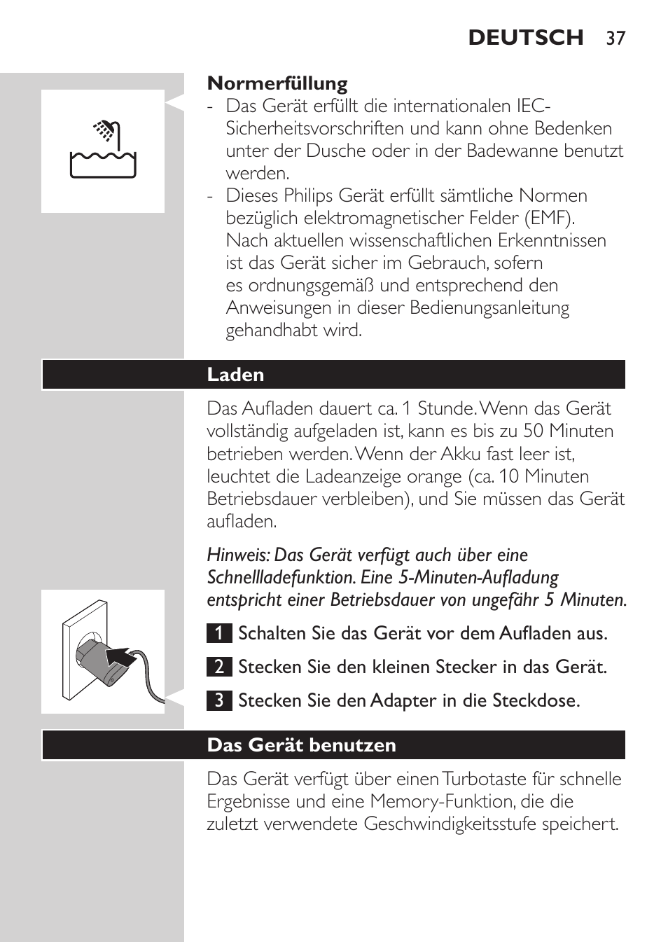 Philips MULTIGROOM Series 5000 Wasserdichtes Multitrim-Set GESICHT HAAR User Manual | Page 37 / 210