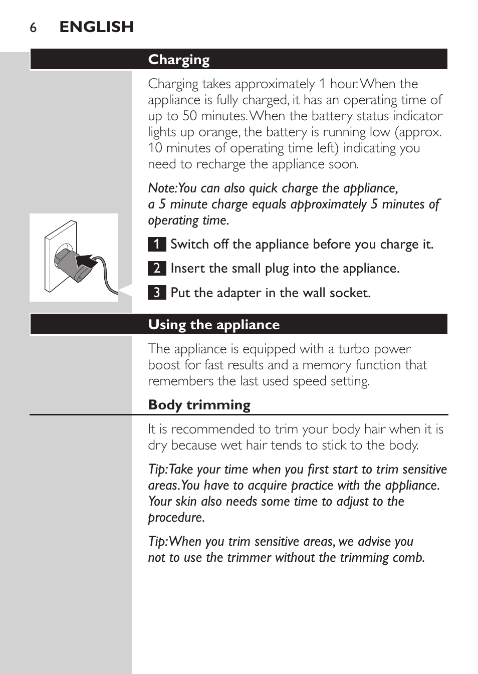Philips MULTIGROOM Series 5000 Wasserdichtes Multitrim-Set GESICHT HAAR User Manual | Page 6 / 210
