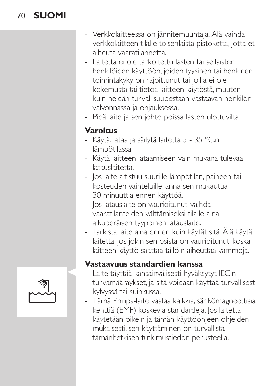 Philips MULTIGROOM Series 5000 Wasserdichtes Multitrim-Set GESICHT HAAR User Manual | Page 70 / 210