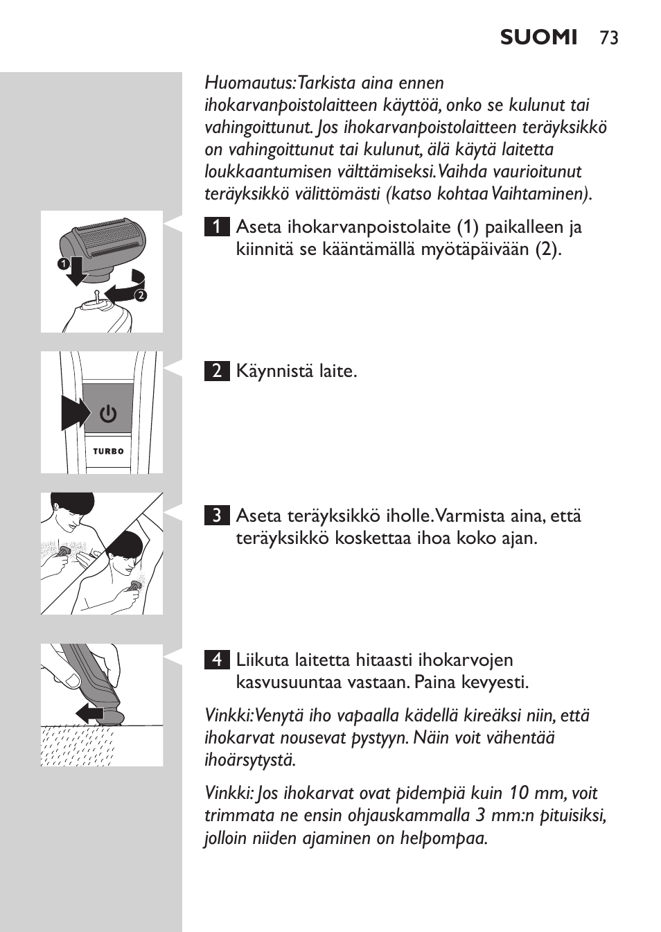 Philips MULTIGROOM Series 5000 Wasserdichtes Multitrim-Set GESICHT HAAR User Manual | Page 73 / 210
