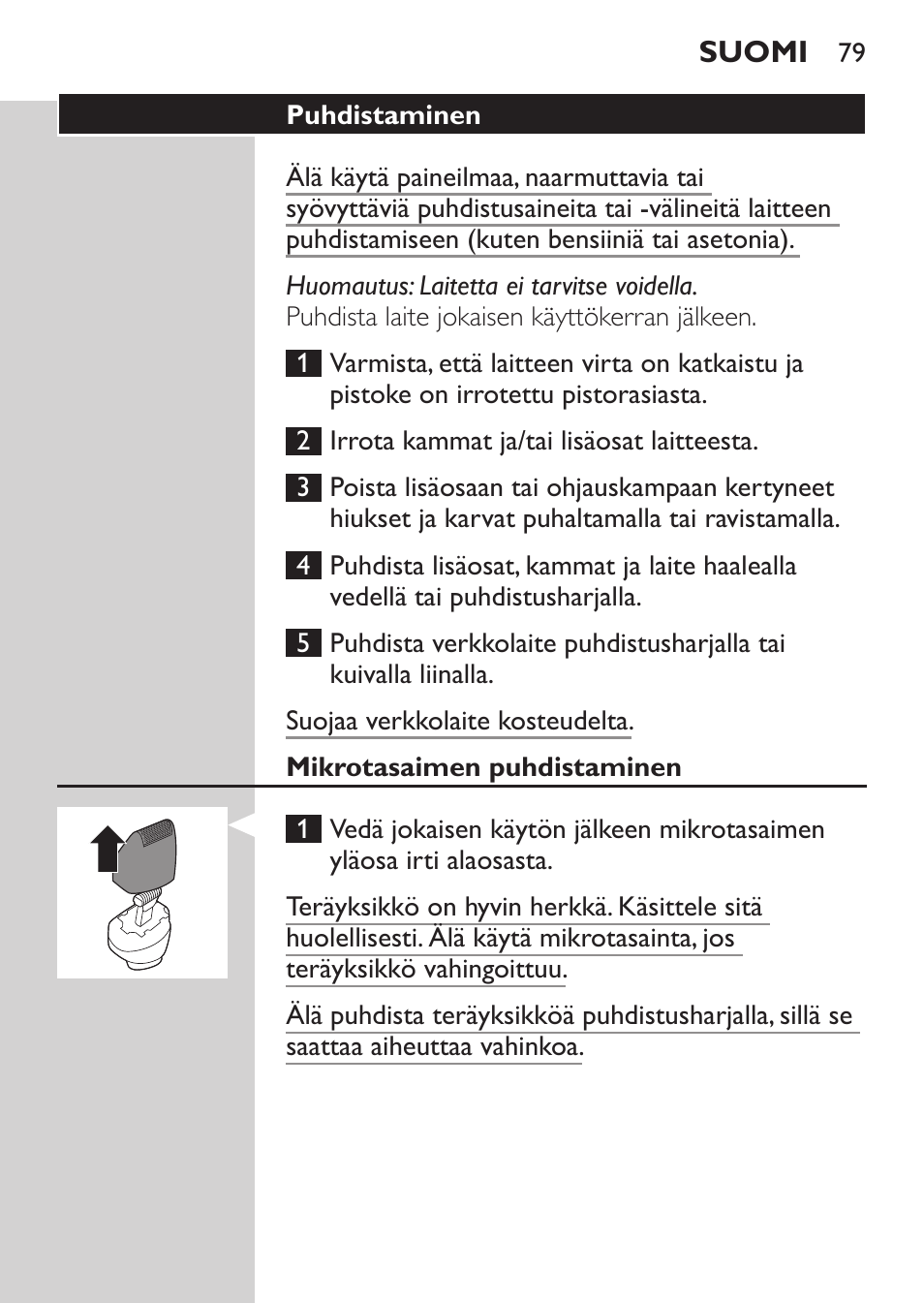 Philips MULTIGROOM Series 5000 Wasserdichtes Multitrim-Set GESICHT HAAR User Manual | Page 79 / 210