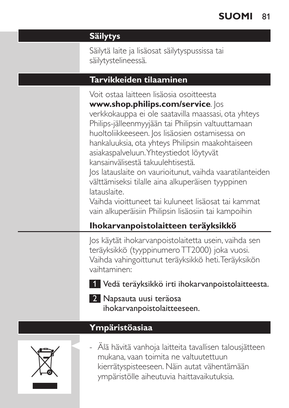 Philips MULTIGROOM Series 5000 Wasserdichtes Multitrim-Set GESICHT HAAR User Manual | Page 81 / 210