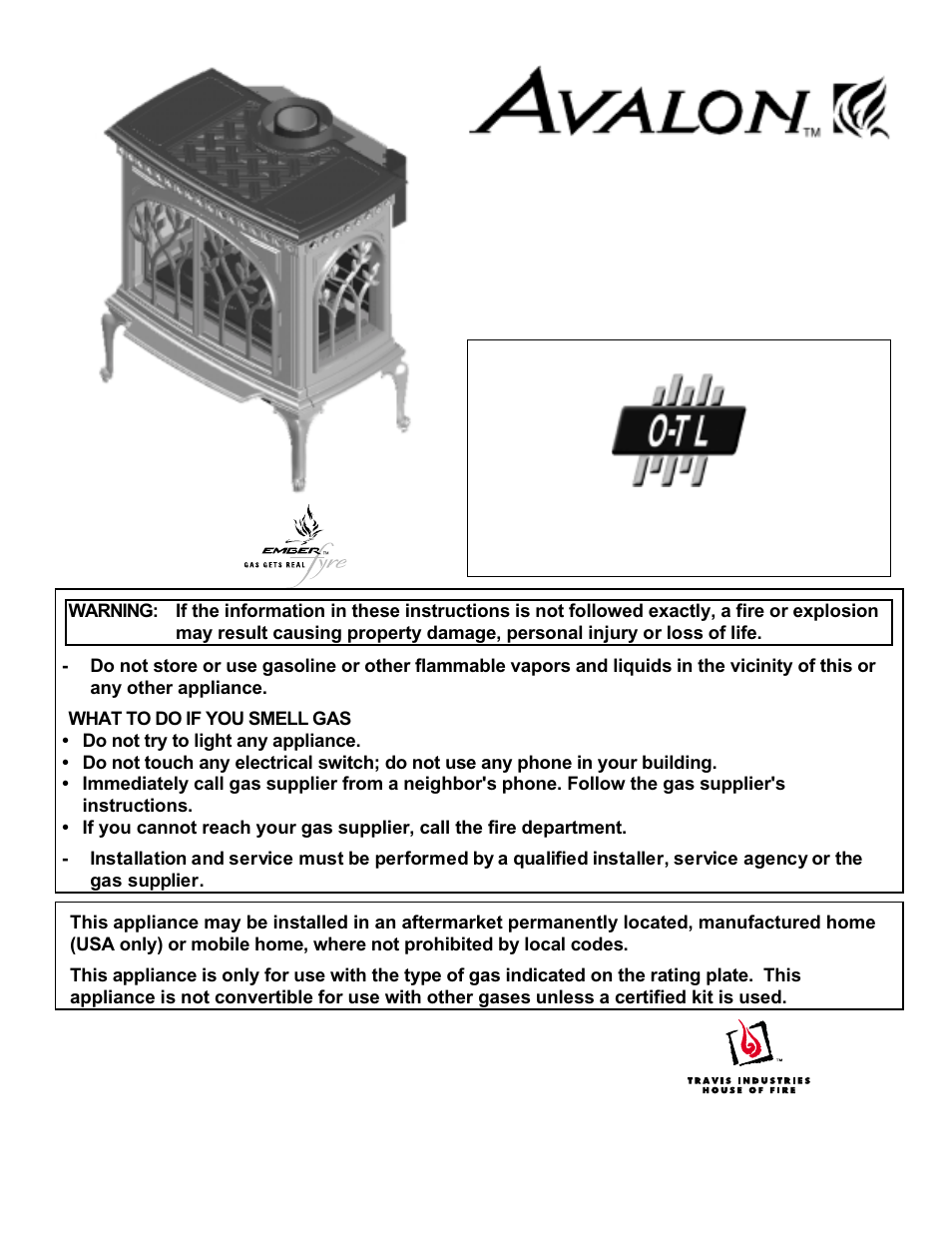 Avalon Stoves Direct Vent Freestanding Stove User Manual | 46 pages