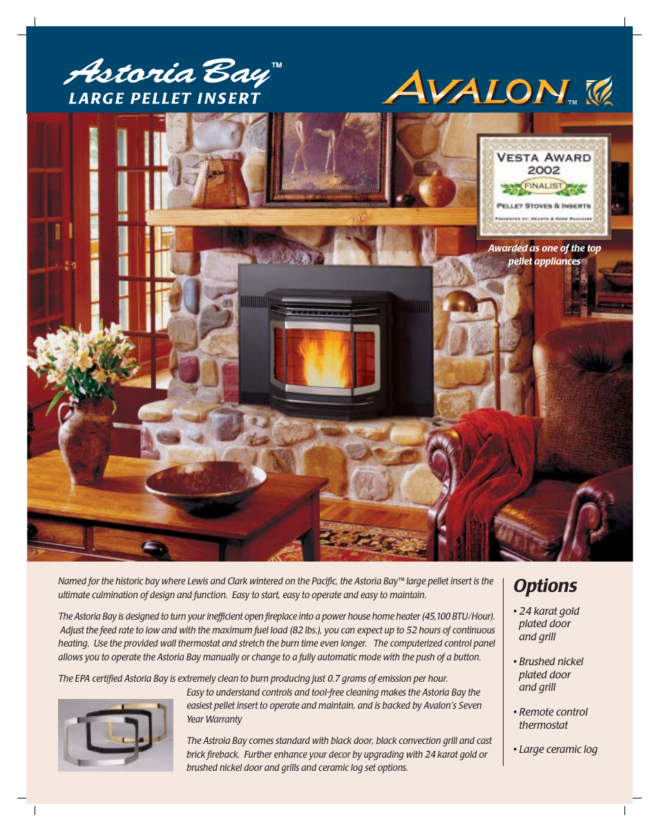 Avalon Stoves Astoria Bay User Manual | 2 pages