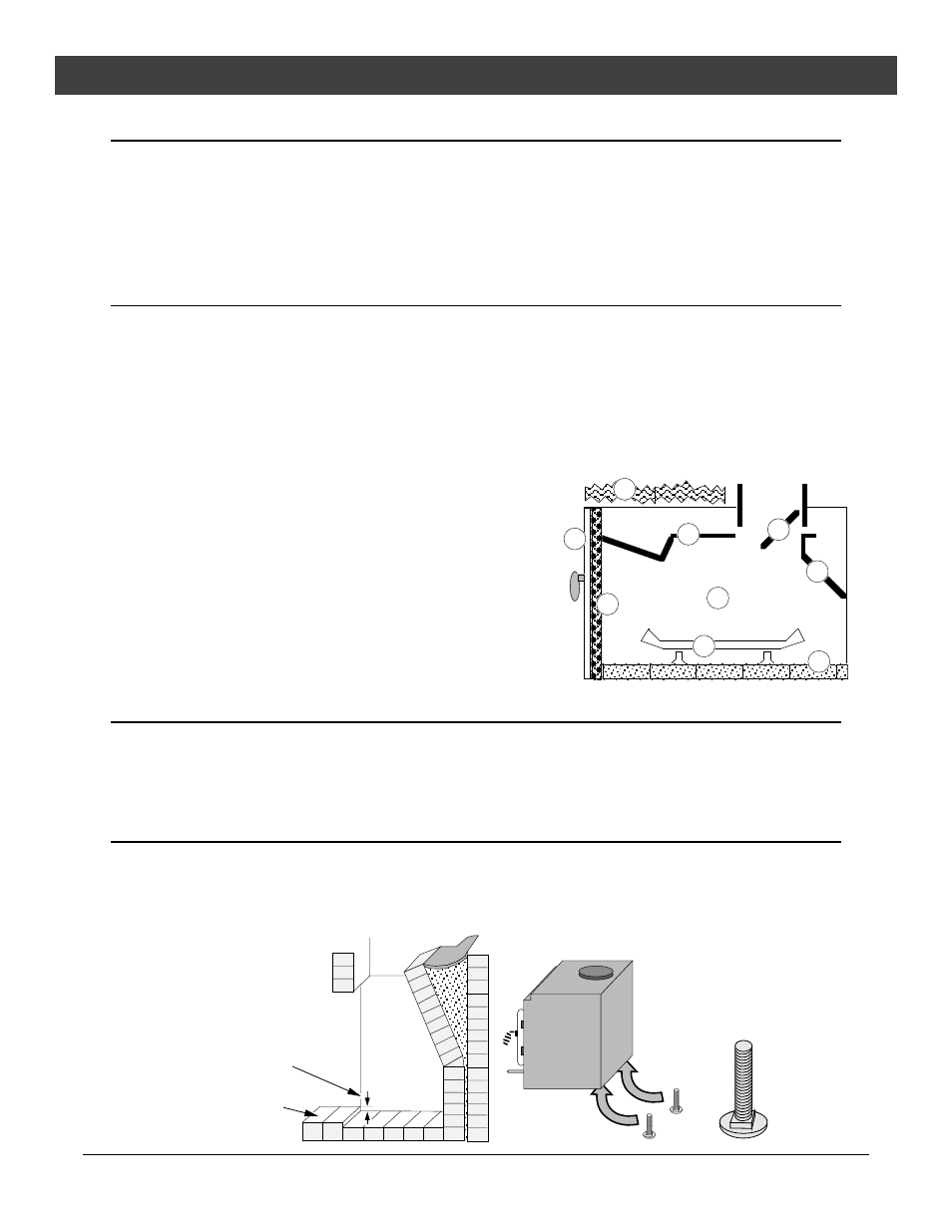 Insert installation, Masonry fireplace requirements, Zero-clearance (metal) fireplace requirements | Drafting performance, Leveling bolt installation | Avalon Stoves Rainier User Manual | Page 19 / 44