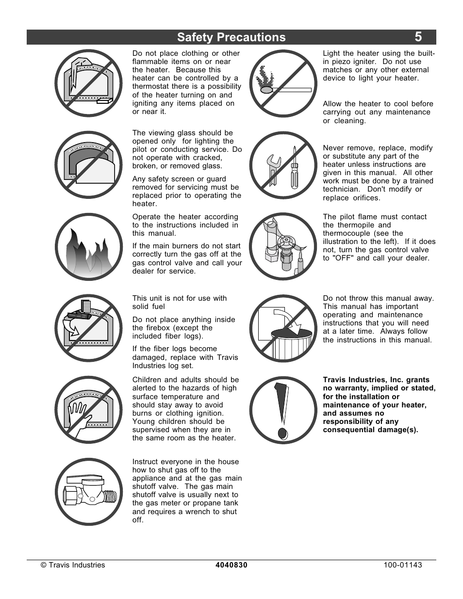 Safety precautions | Avalon Stoves 21 DV Fireplace User Manual | Page 5 / 50