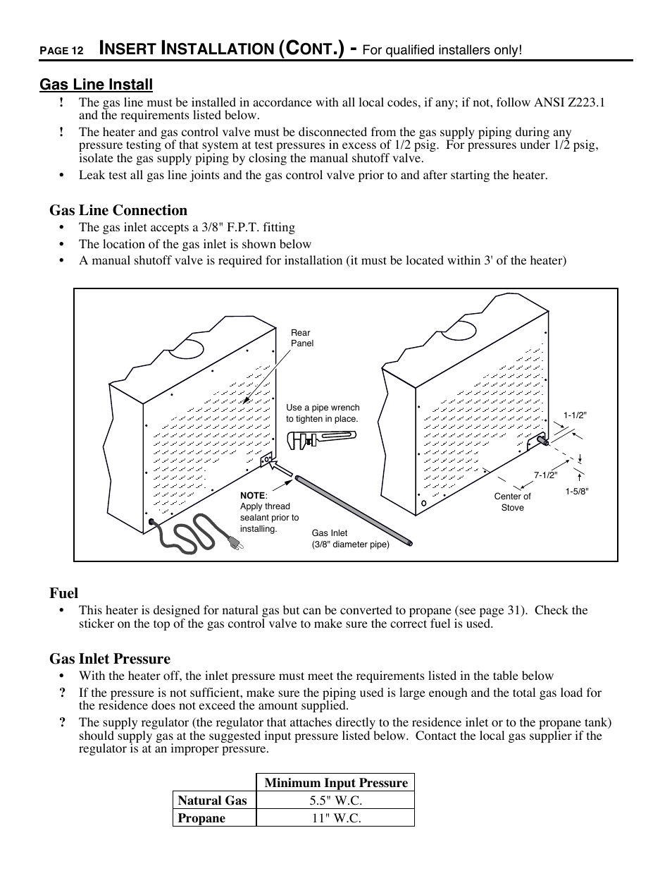Avalon Stoves CHELAN B-VENT 700 B-VENT User Manual | Page 12 / 34
